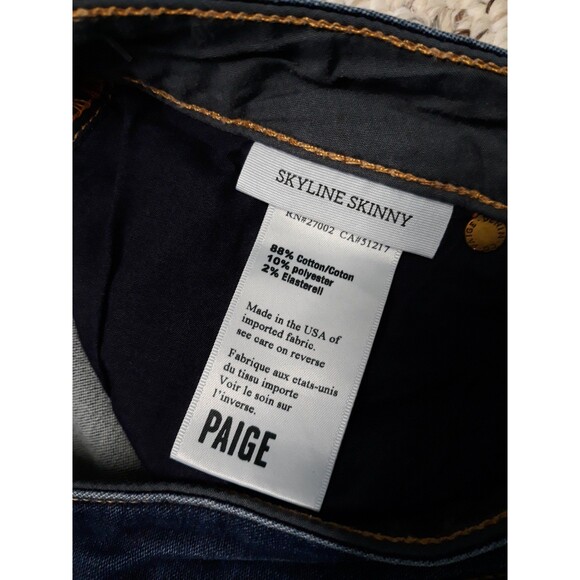 29x24 PAIGE Skyline Skinny Dark Wash Stretch - Picture 6 of 6